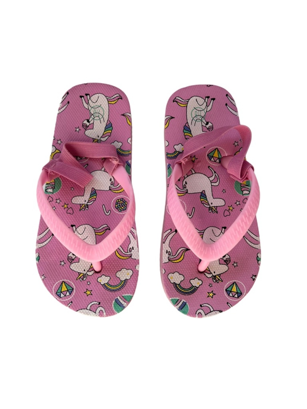 Kids Pink Unicorn Print Flip Flop Sandals with Strap | Toddler Girl Size 7/8